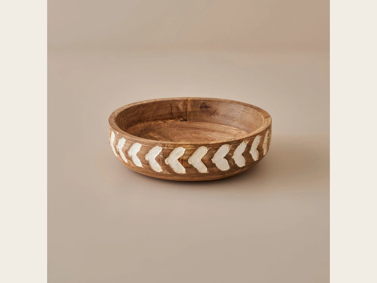 Belle Maison carved mango wood decorative bowl