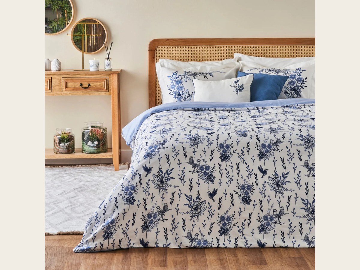 Belle Maison Bleu Blanc cotton sateen duvet set